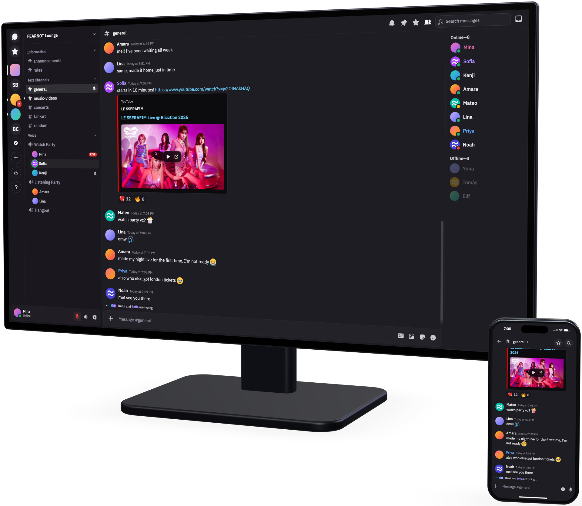 Interface do Fluxer para computador